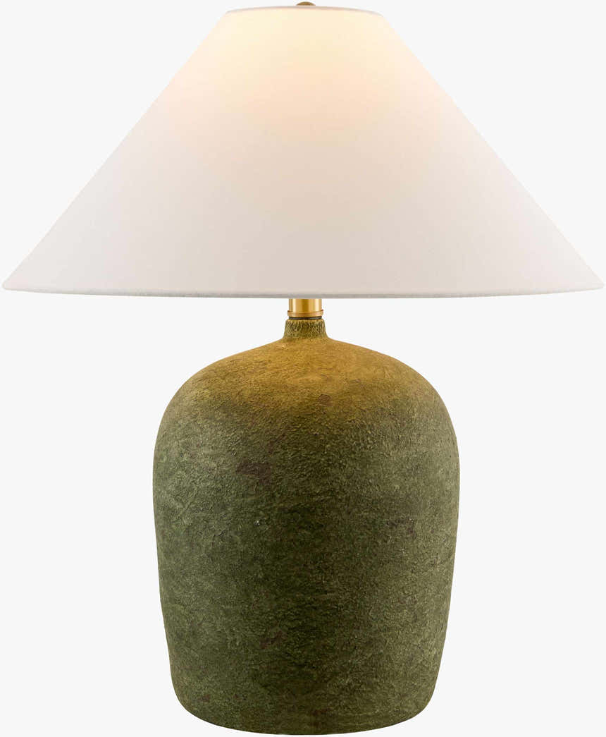 Rich Tan Traditional Table Lamp with linen details for bedside or console tables