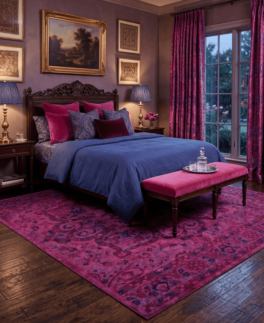 Overdyed Pink Traditional Floral Design Hand Tufted Wool Area Rug