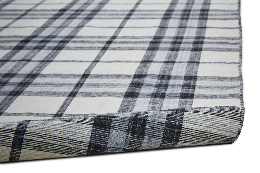 Feizy Crosby Transitional Plaid - Ivory/Blue/Black Area Rug - Clearance