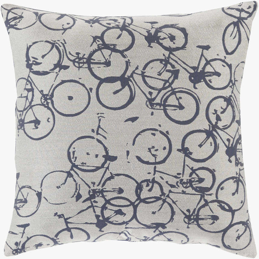 Burneside Navy Bicycle Print Throw Pillow - Clearance