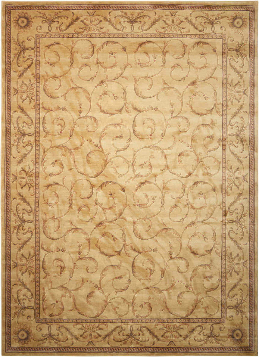 Nourison Somerset Ivory Area Rug with chestnut floral and vine pattern, traditional style.