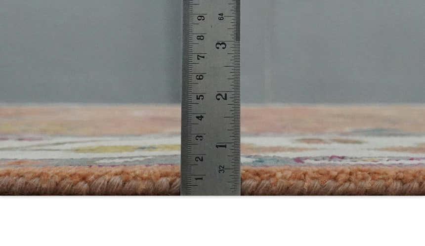 Peach and Ivory Hand knotted Oushak Custom Made wool Area Rug