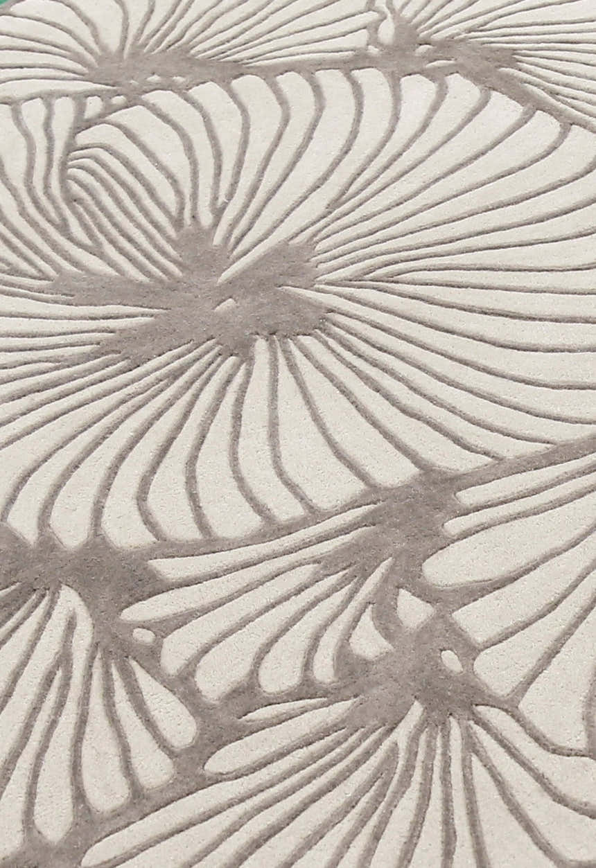 Petals Modern Floral Lace Beige Hand Tufted 5x7 Wool Rug