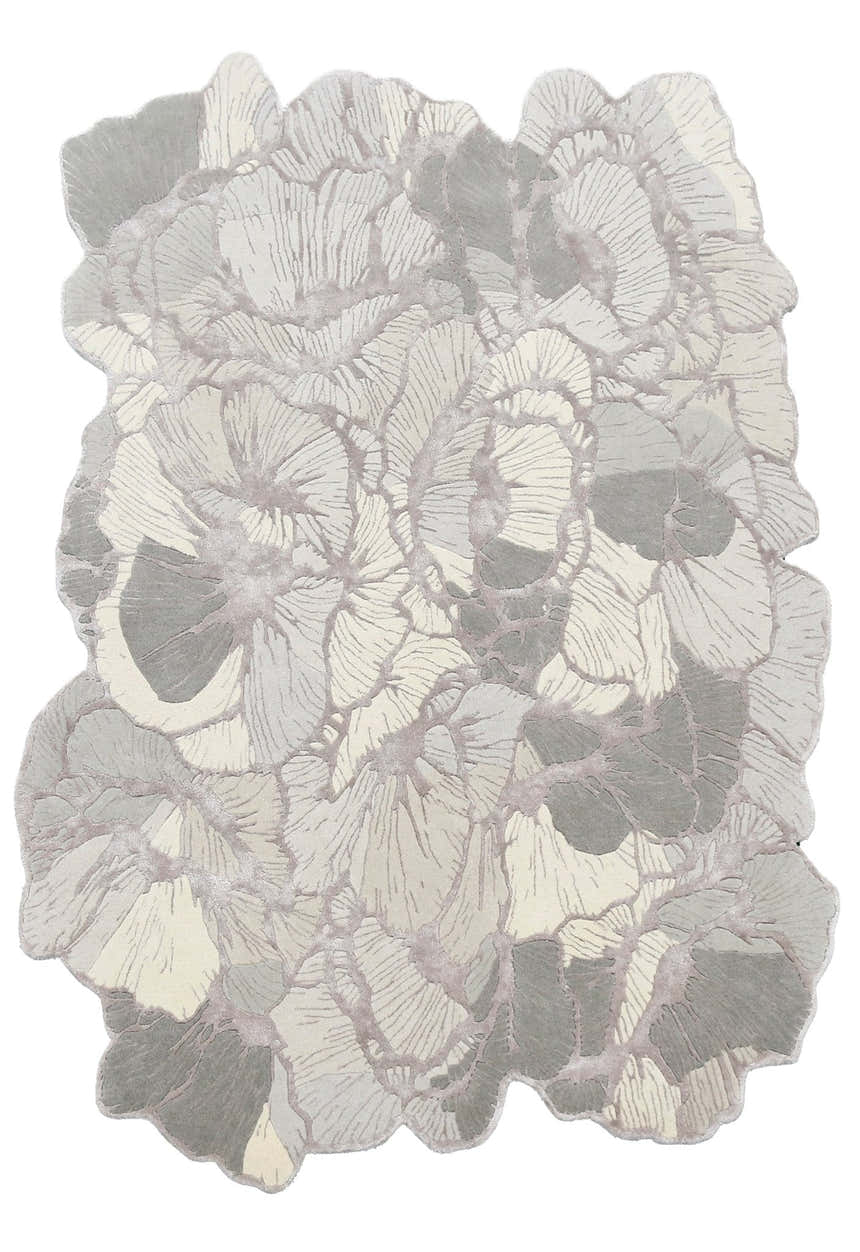 Petals Modern Gray Hand Tufted 5x7 Wool Area Rug