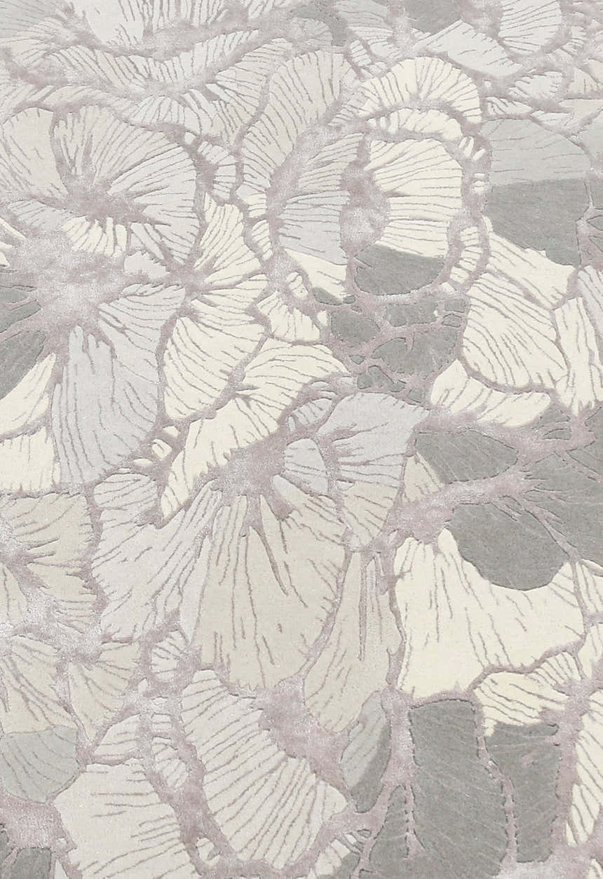 Petals Modern Gray Hand Tufted 5x7 Wool Area Rug