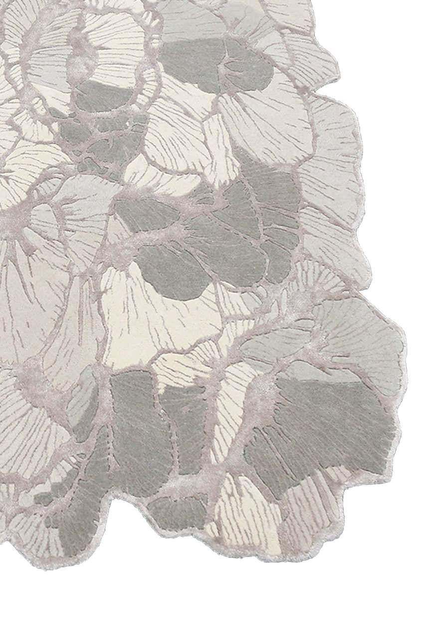Petals Modern Gray Hand Tufted 5x7 Wool Area Rug