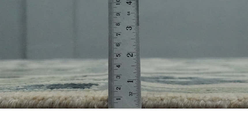 Beige, Charcoal and Green Hand knotted Oushak Traditional Wool Area Rug