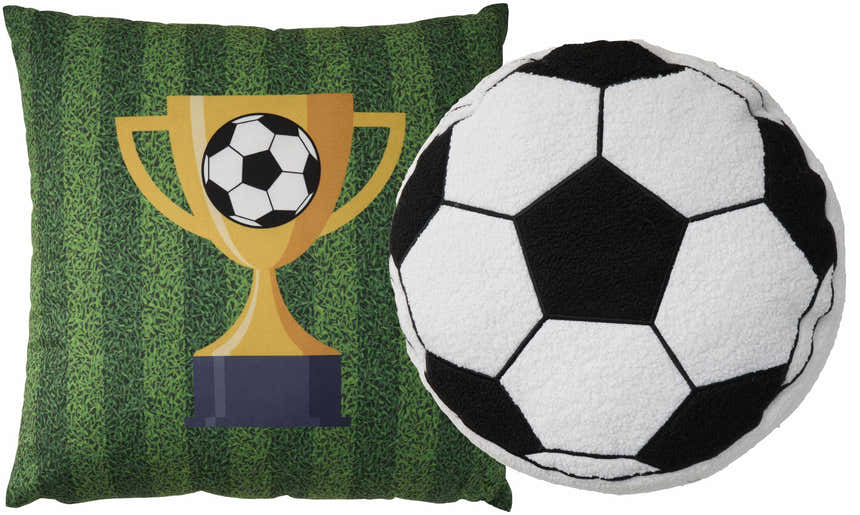 Mina Victory Plush Lines 2Pcs Soccer Set SET OF 2 Multicolor Indoor Throw Pillow
