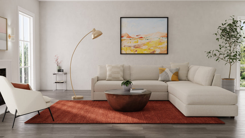 Feizy Luna Modern Solid - Orange/Red Area Rug