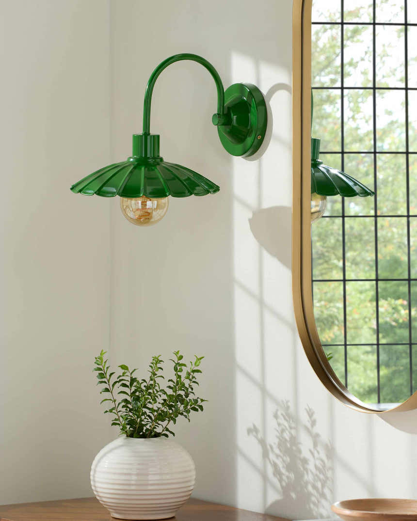 Forest Green Rustic Wall Sconce for hallway or bedroom lighting