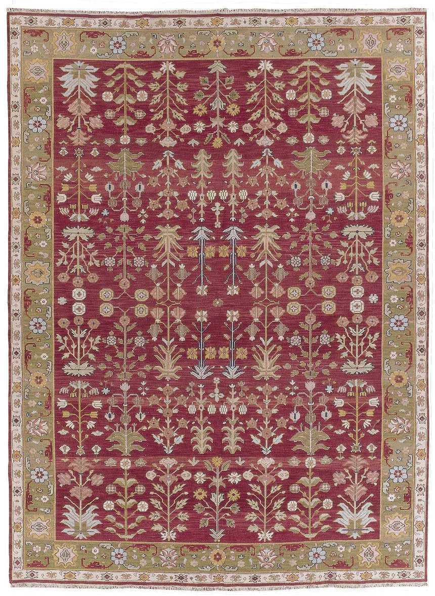 Detailed Nourison Nourmak Burgundy rug. Traditional floral design, wool, handmade.