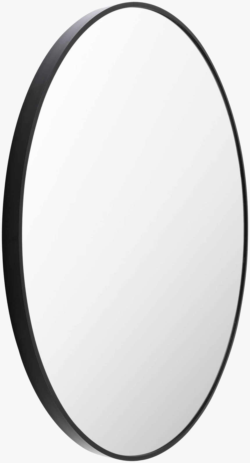 Round Mirror with Black Aluminum Frame