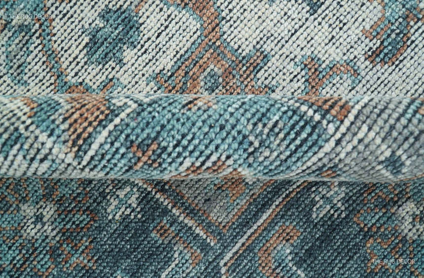 Ready to Ship 10x10 Square Distressed Brown And Gray Hand Knotted Wool Rug