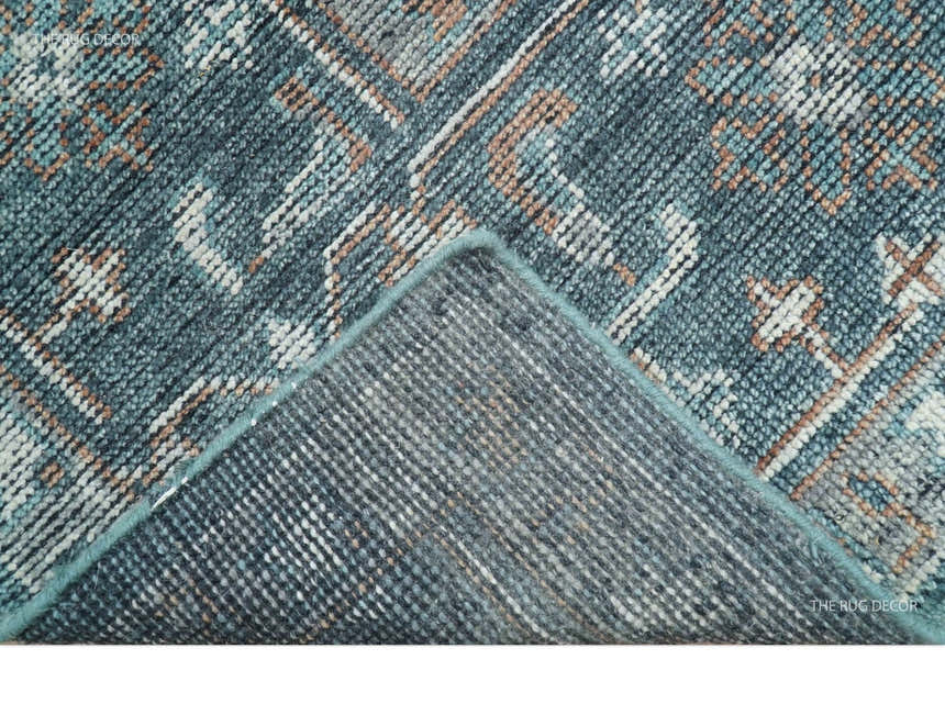 Ready to Ship 10x10 Square Distressed Brown And Gray Hand Knotted Wool Rug