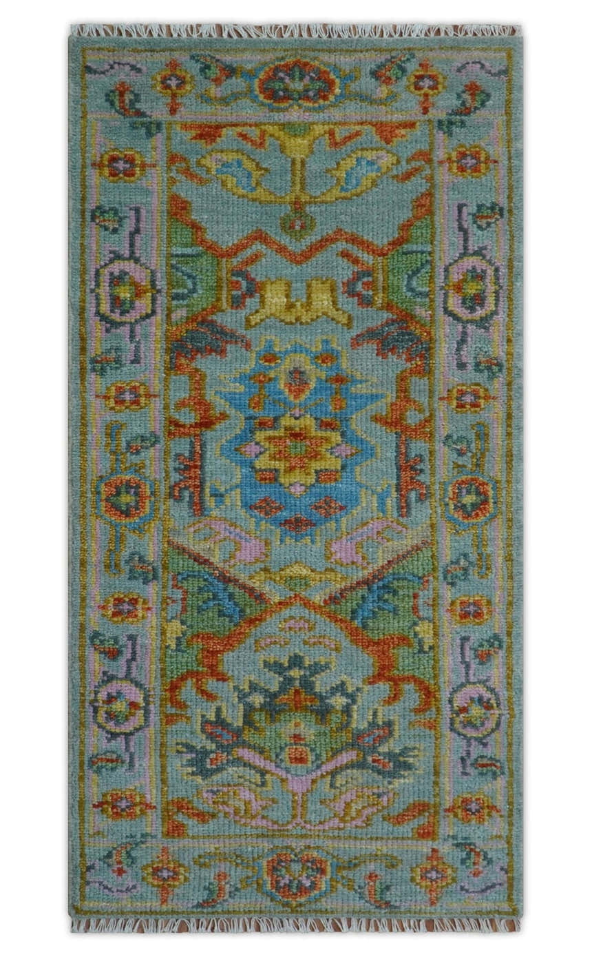Ready to Ship 2.6x6 Hand Knotted Olive, Rust and Gray Moss Oushak Wool Rug