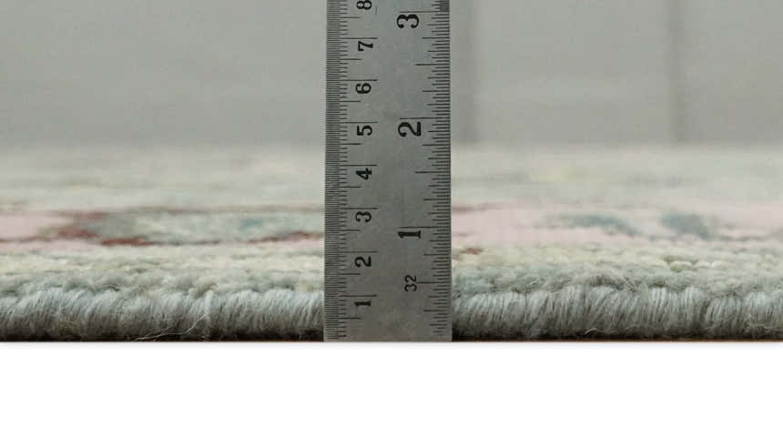 Ready to Ship Aqua and Pink Traditional Oushak Wool Area Rug