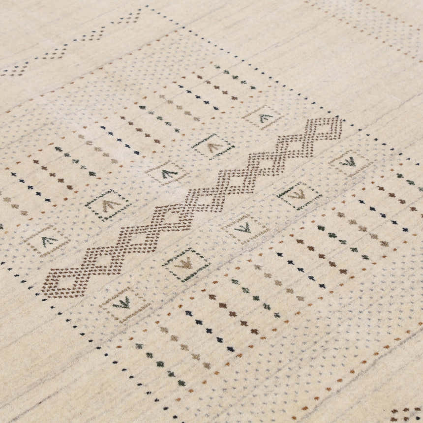 Beige Gabbeh Design Hand Loomed Wool Area Rug