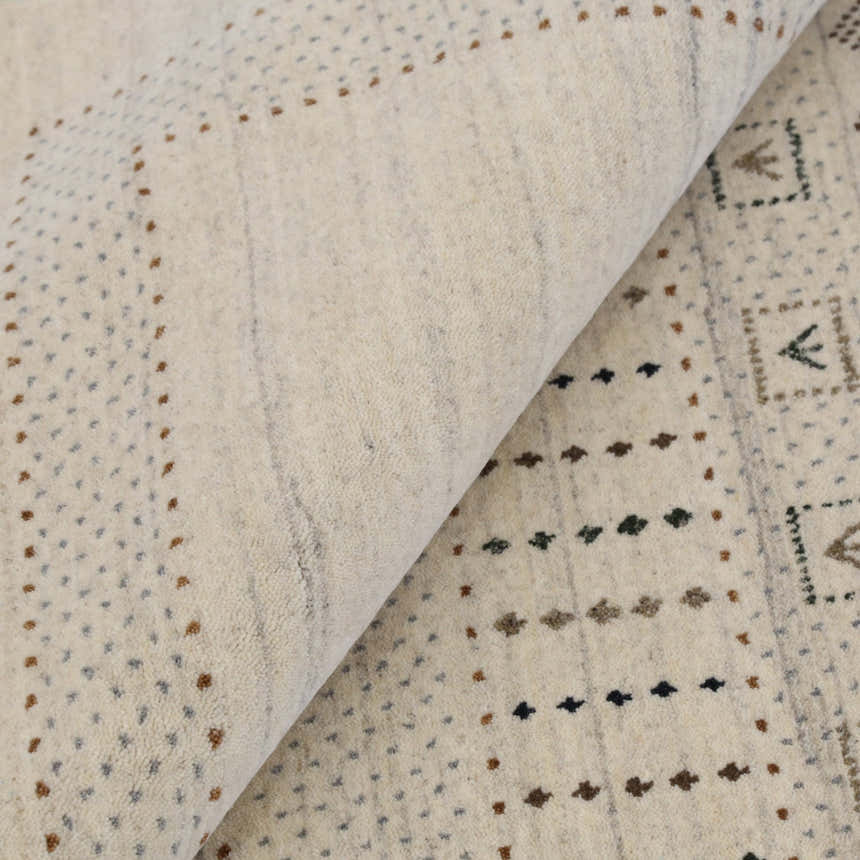 Beige Gabbeh Design Hand Loomed Wool Area Rug