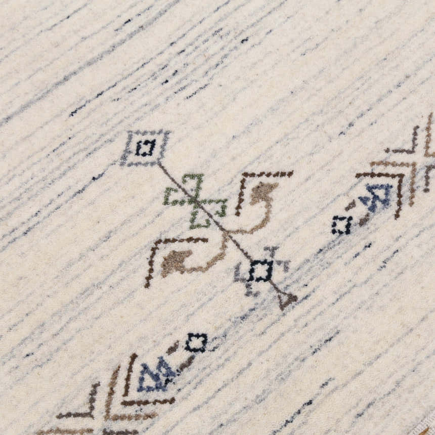 Ready to Ship Beige Tribal Center Medallion Hand Loomed Wool Rug