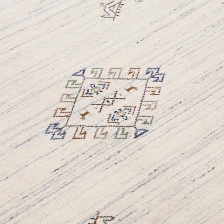 Ready to Ship Beige Tribal Center Medallion Hand Loomed Wool Rug