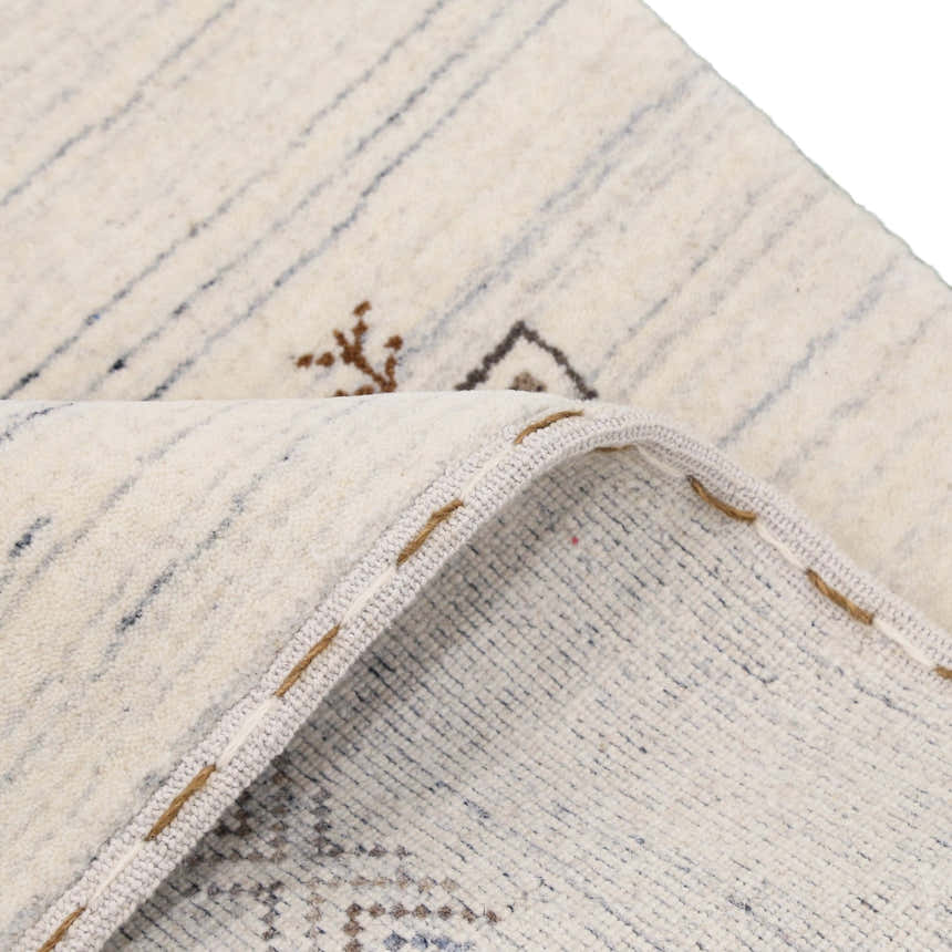 Ready to Ship Beige Tribal Center Medallion Hand Loomed Wool Rug