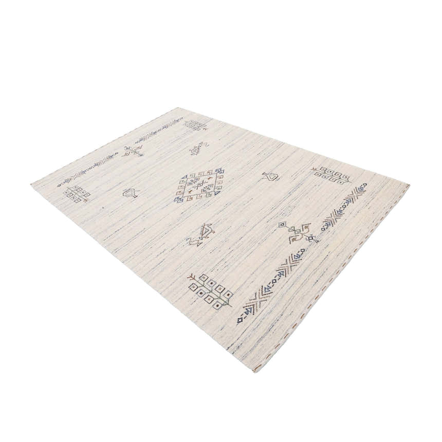 Ready to Ship Beige Tribal Center Medallion Hand Loomed Wool Rug