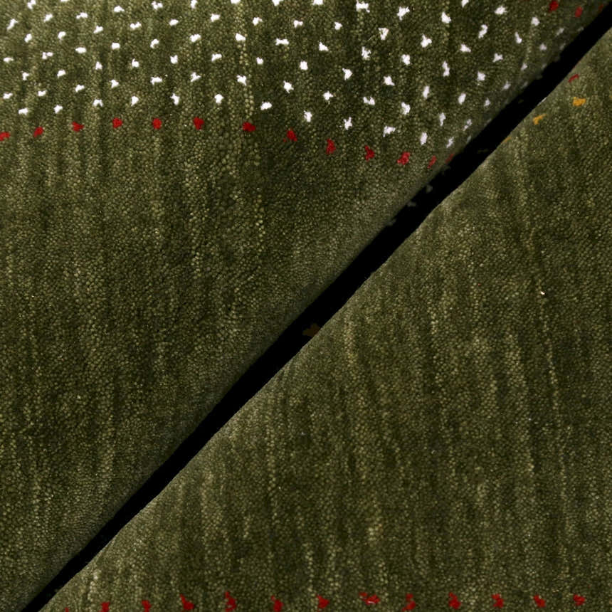 Gabbeh Design Hand Loomed Green Wool Area Rug