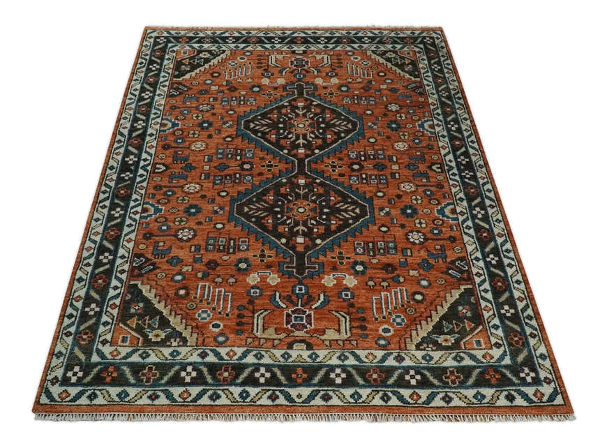 Ready to ship Rust, Ivory and Brown Oriental Traditional Area Rug