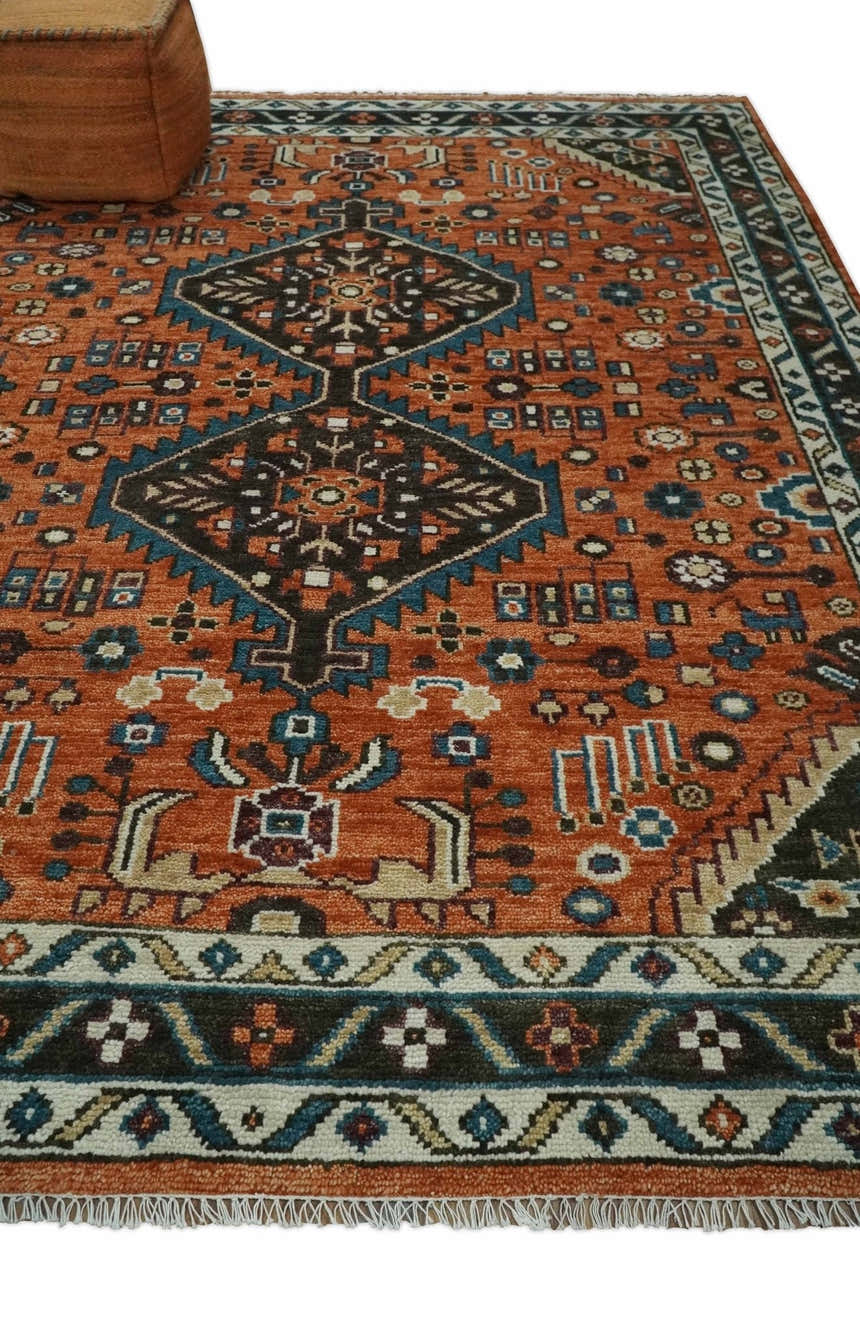 Ready to ship Rust, Ivory and Brown Oriental Traditional Area Rug