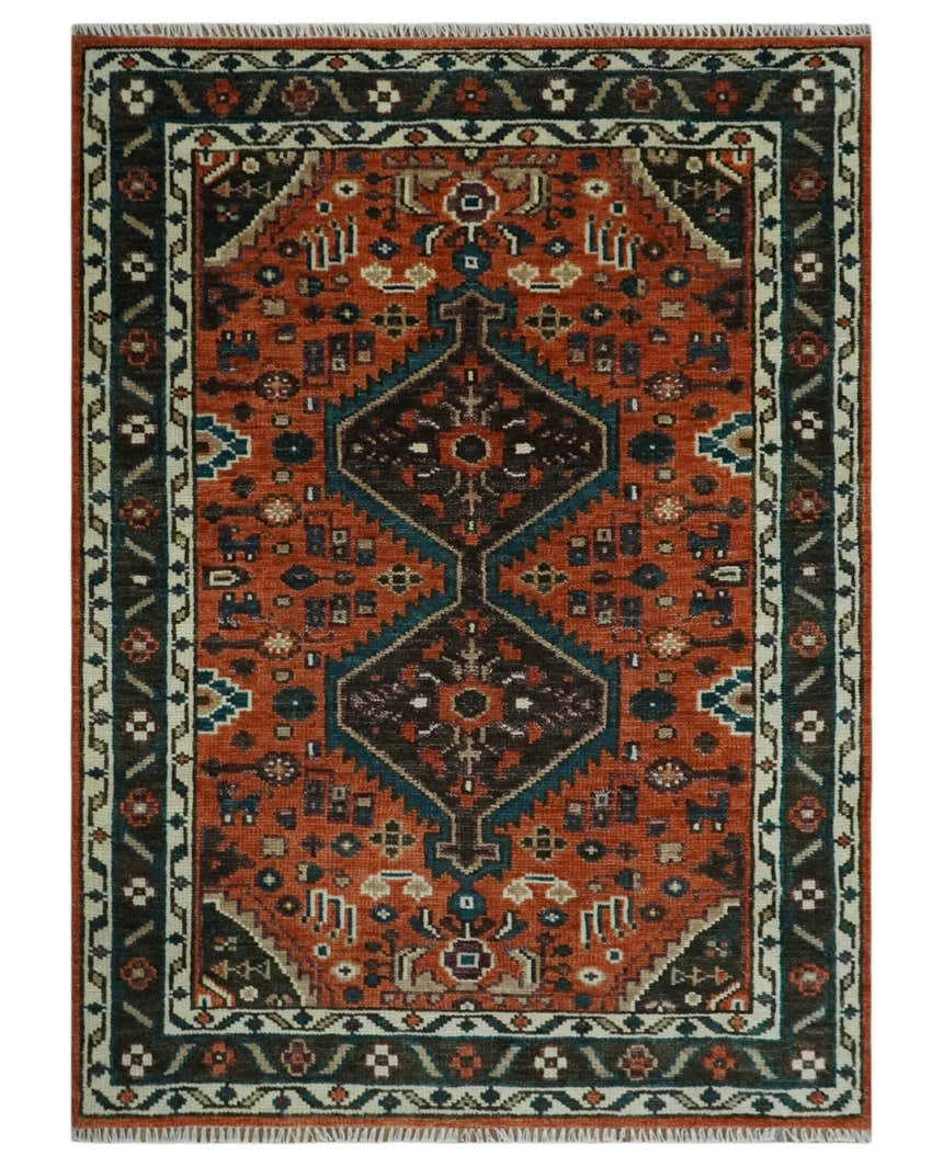 Ready to ship Rust, Ivory and Brown Oriental Traditional Area Rug