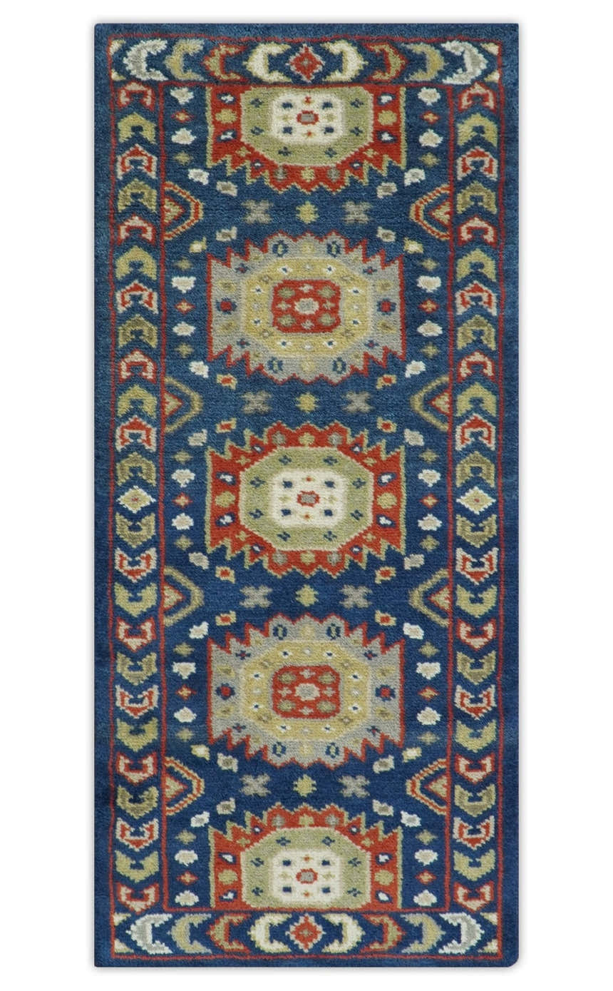 Red, Brown and Olive Traditional Hand knotted Custom Made Wool Area Rug