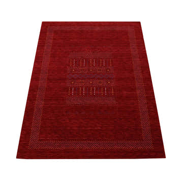Red Center Pattern Hand Loomed Wool Area Rug