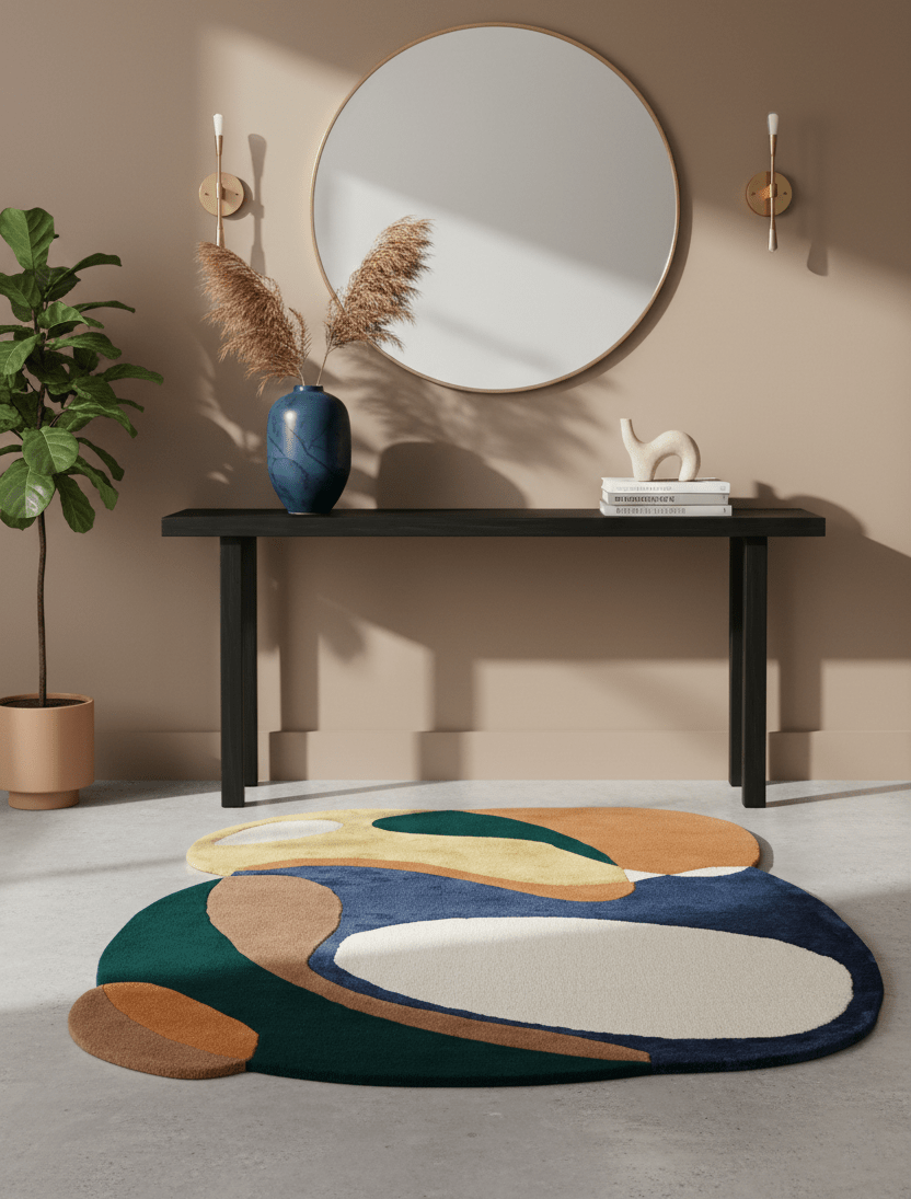 Riverstone Pattern Multicolor Hand Tufted 5x8 Wool Rug