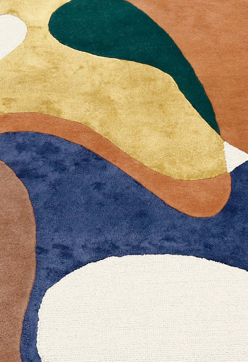 Riverstone Pattern Multicolor Hand Tufted 5x8 Wool Rug