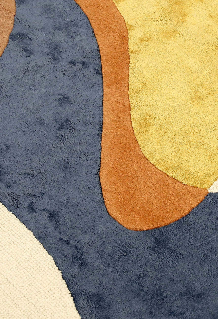 Riverstone Pattern Multicolor Hand Tufted 5x8 Wool Rug