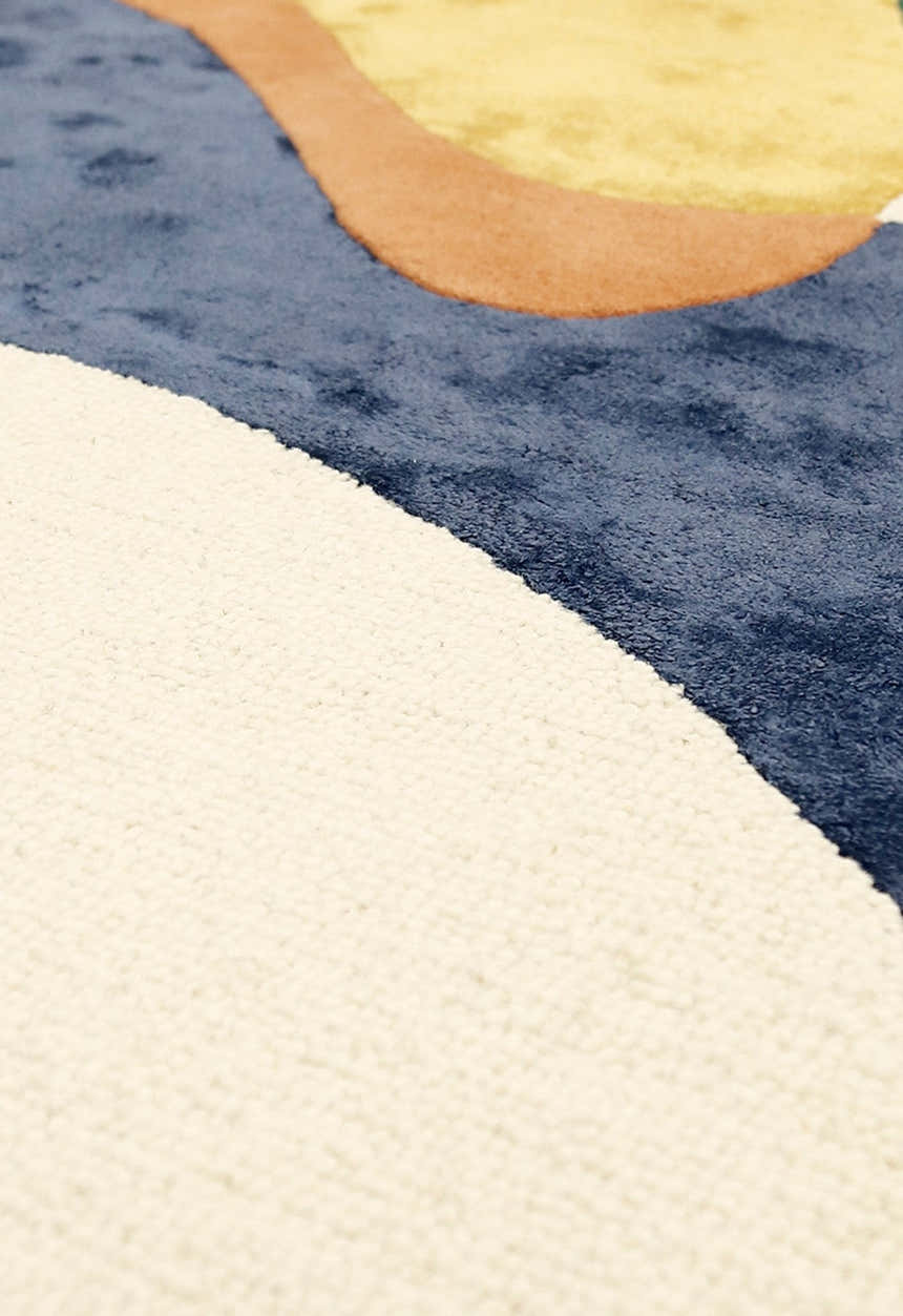 Riverstone Pattern Multicolor Hand Tufted 5x8 Wool Rug