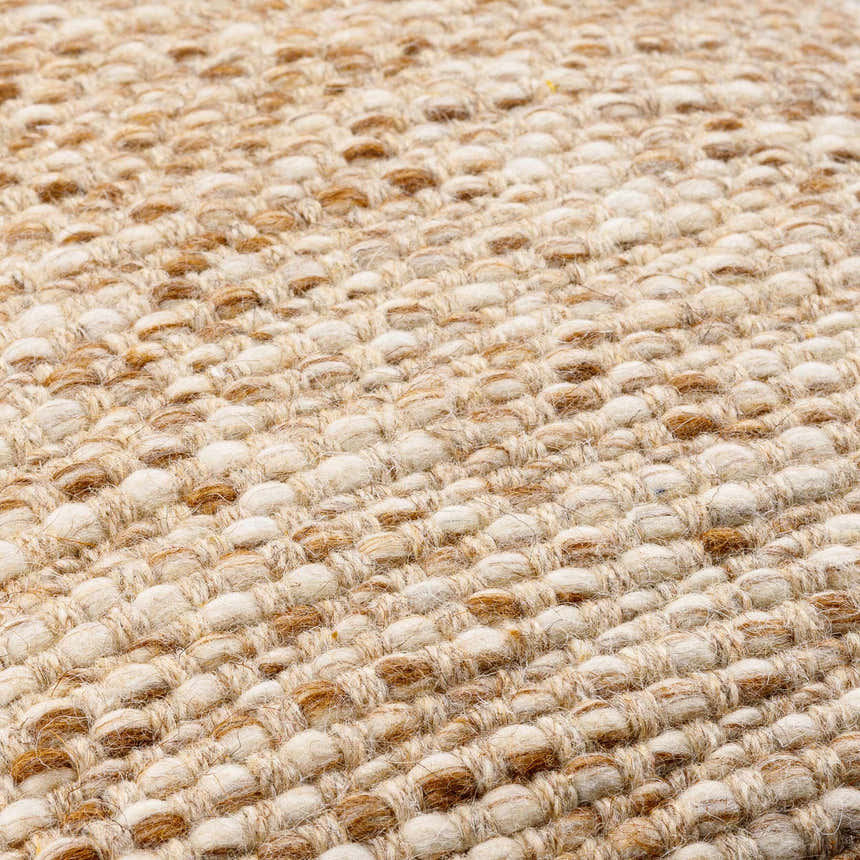 Woolin Ivory Chunky Looped Texture Cottage Farmhouse Wool Accent Pillow - Clearance