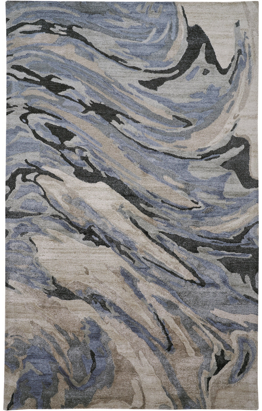 Feizy Dryden Transitional Abstract - Blue/Gray/Taupe Area Rug
