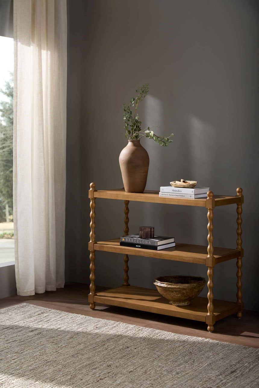 Orange Traditional Console Table for entryways or behind sofa styling
