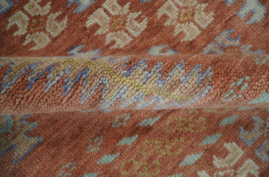 Rust, Beige and Blue Hand knotted Traditional Multi Size Oriental wool Area Rug