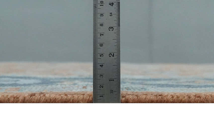 Rust, Blue and Silver Hand Knotted Traditional Multi Size Oushak Wool Area Rug