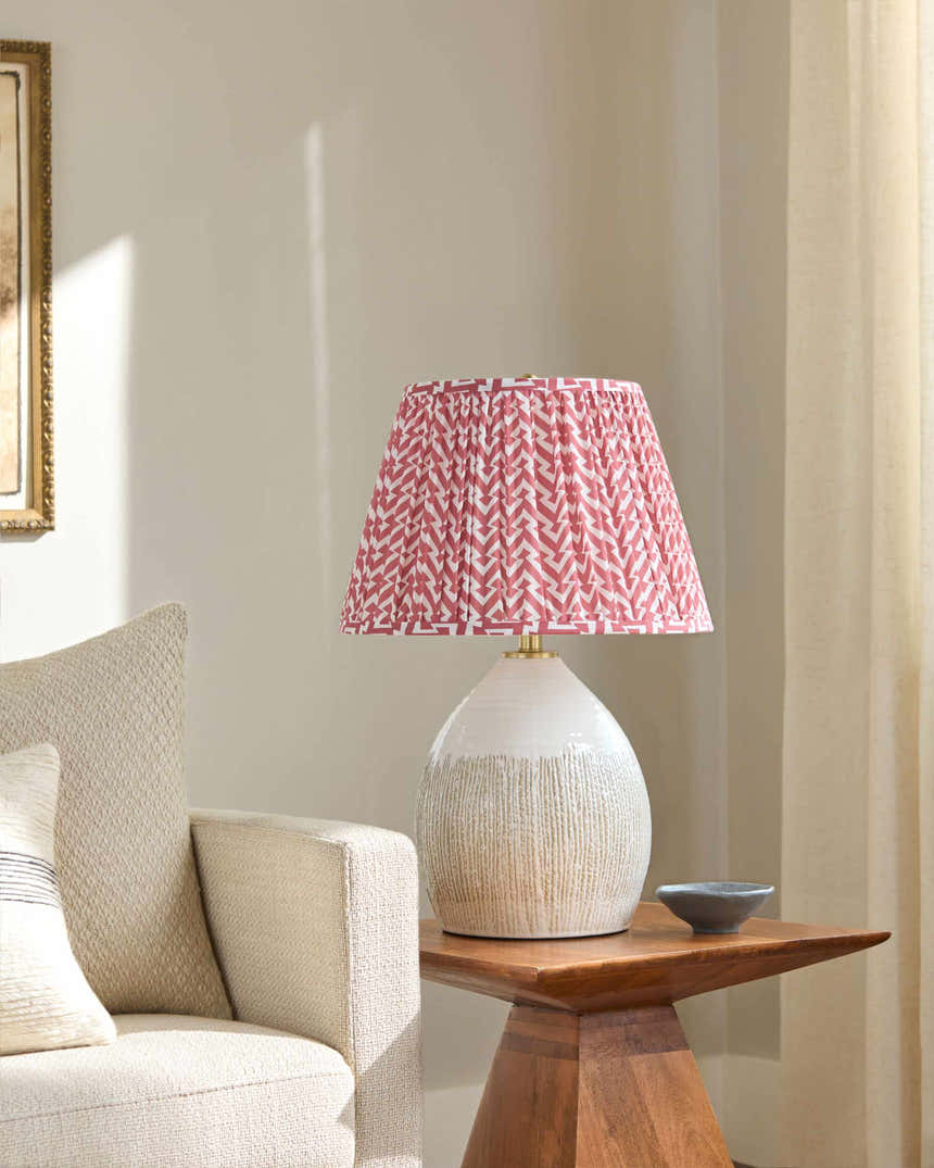 Brick Red Bohemian Table Lamp with global details for bedside or console tables
