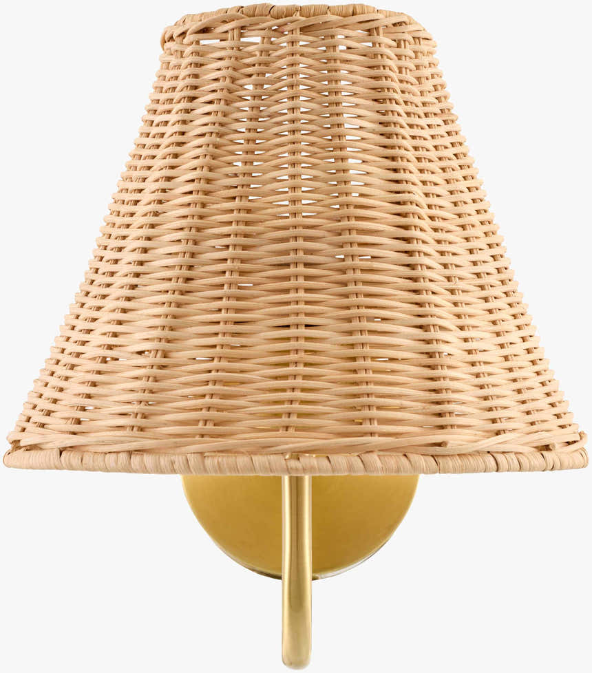 Orange Traditional Wall Sconce with rattan details for hallway or bedroom lighting