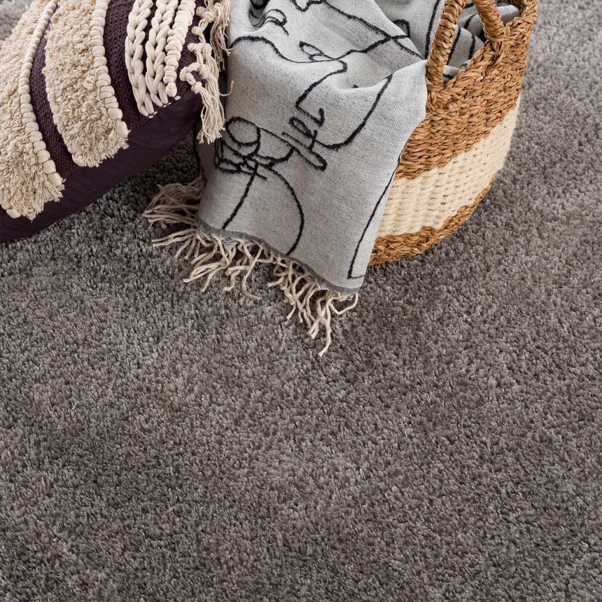 Heavenly Solid Gray Plush Area Rug