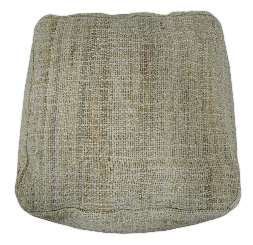 Sand Boho Farmhouse Natural Brown and Beige Jute Pouf Ottoman | TRD130P