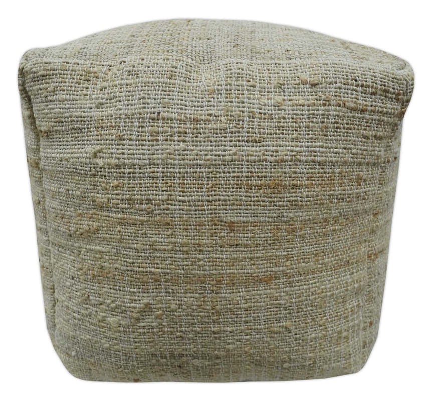 Sand Boho Farmhouse Natural Brown and Beige Jute Pouf Ottoman | TRD130P