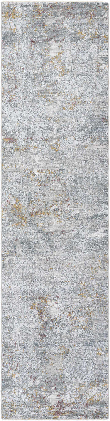 Close-up of a Moke Textured Rug. Contemporary design in gray, light gray, camel, and clay colors. Machine woven polyester. Design-Runner-2710