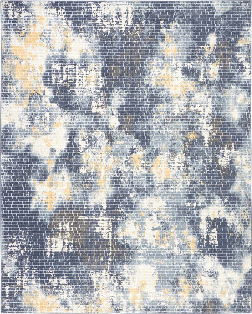 Close-up of the Nourison Urban Decor Ivory/Sky Area Rug. Modern design with chestnut, ivory, and sky blue hues.