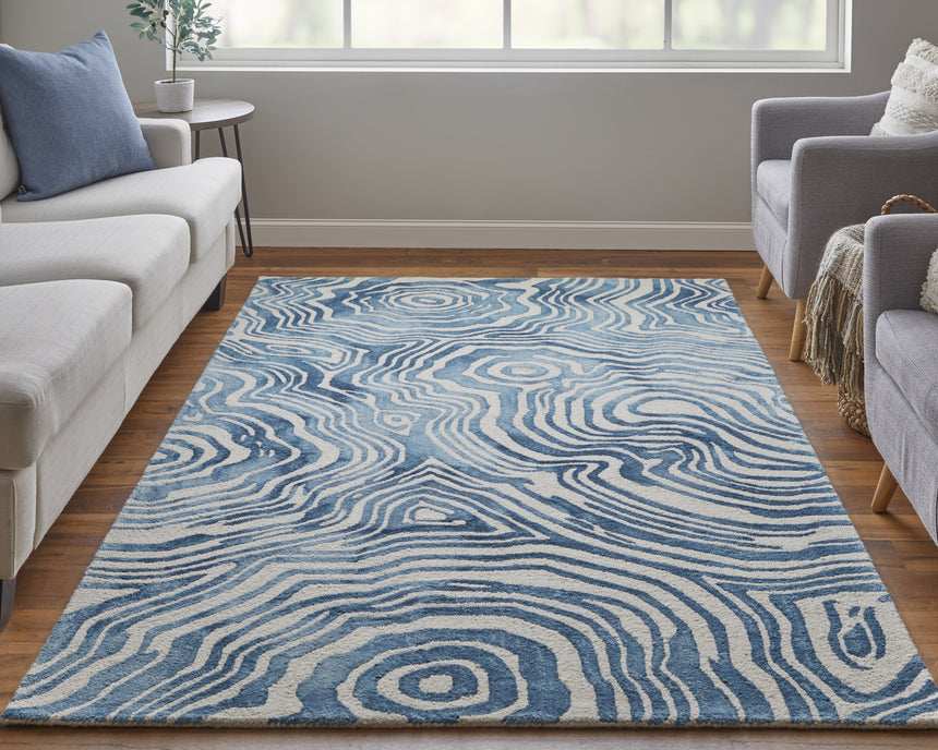 Feizy Lorrain Modern Abstract - Blue/Ivory Area Rug