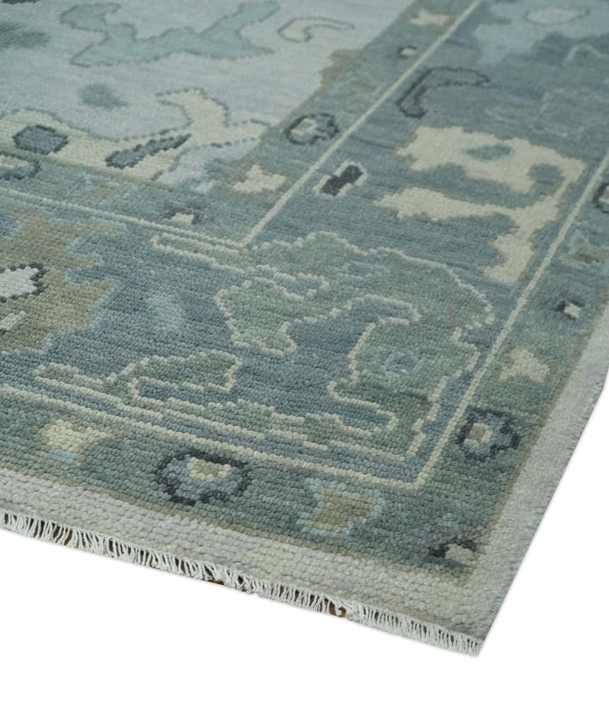 Silver and Gray Hand knotted Traditional Oushak Multi Size wool Area Rug